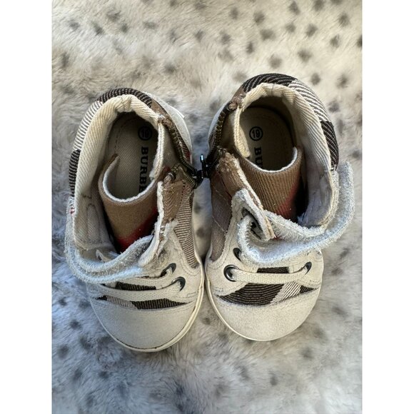 Burberry Scarpa Tennis Sneakers - Toddler Size 19 Light Trench Plaid Canvas - Picture 6 of 10